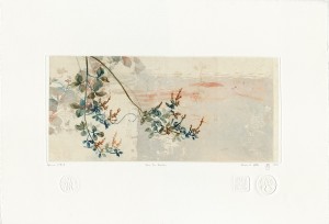 Sous les branches - gravure sur cuivre - épreuve unique - format demi-jesus paysage 56 x 38 cm.